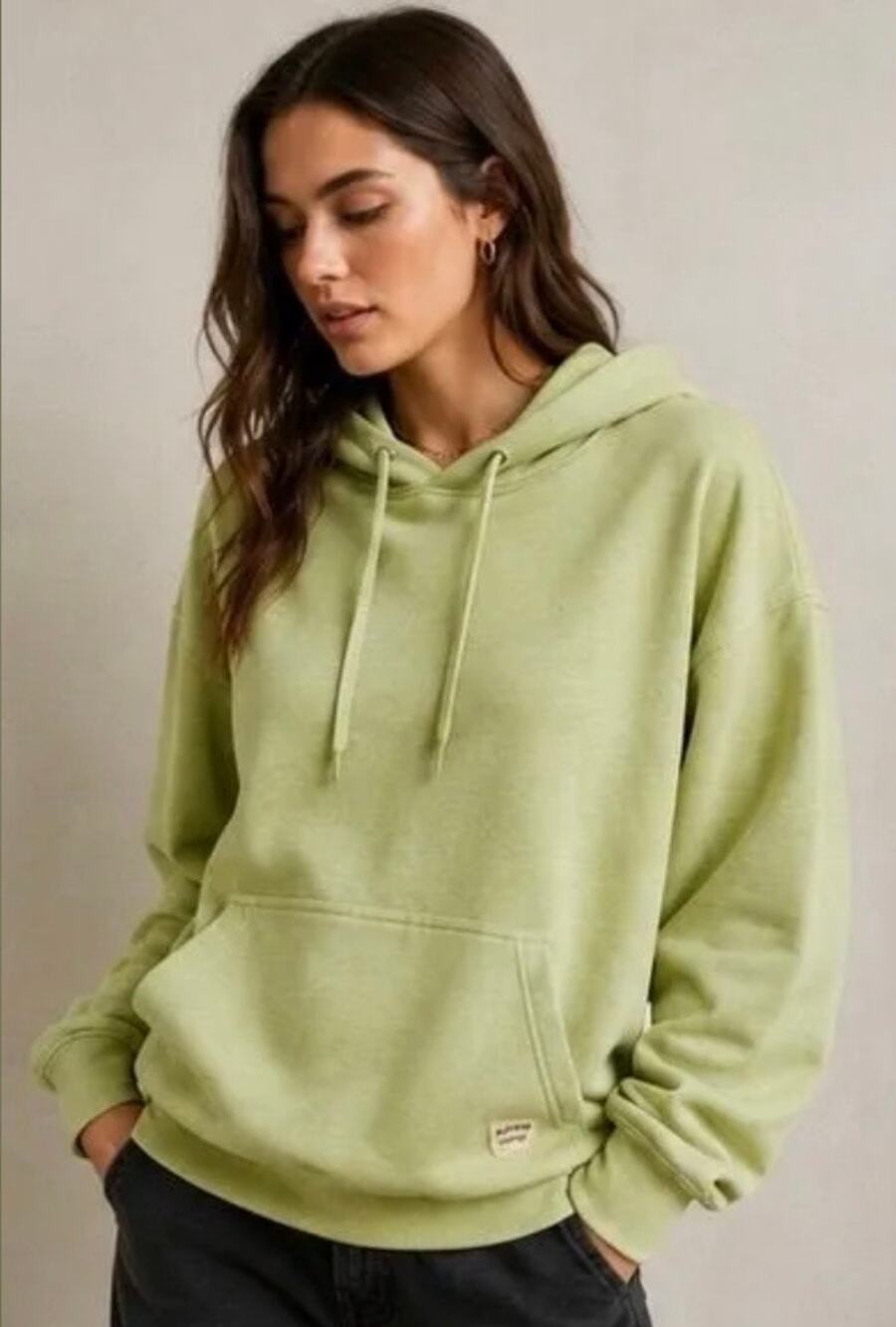 NWT Brixton Cross Loop Hoodie Small Light Matcha Oversized Cotton Sweatshirt